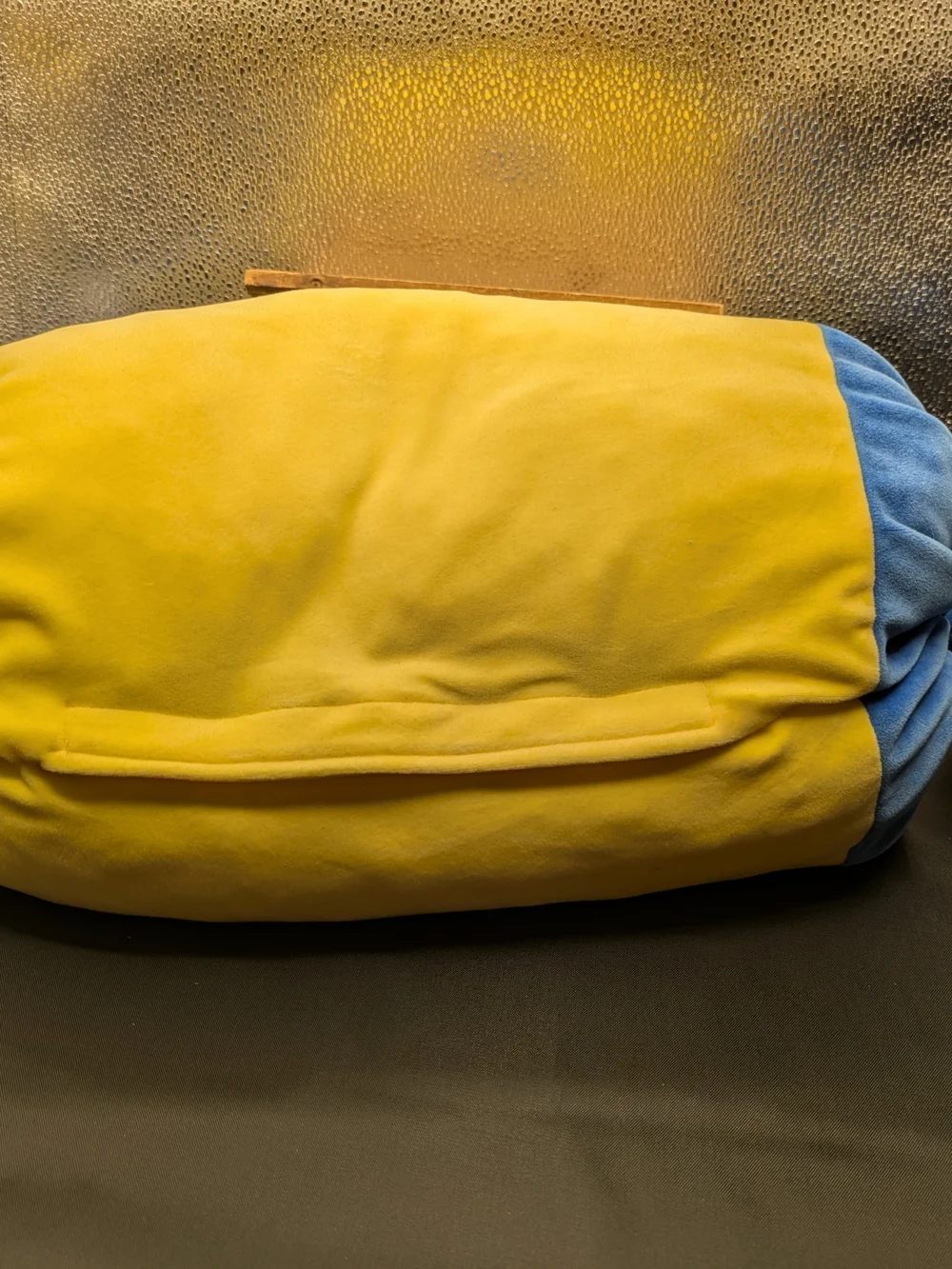 Plush Pillow Roll in Yellow and Blue Dubble   Bubble